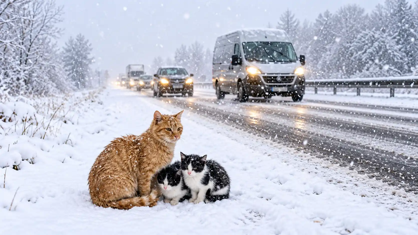 Mother Cat and Her Kittens Trapped in Heavy Snow — What He Did Next Was Unbelievable!